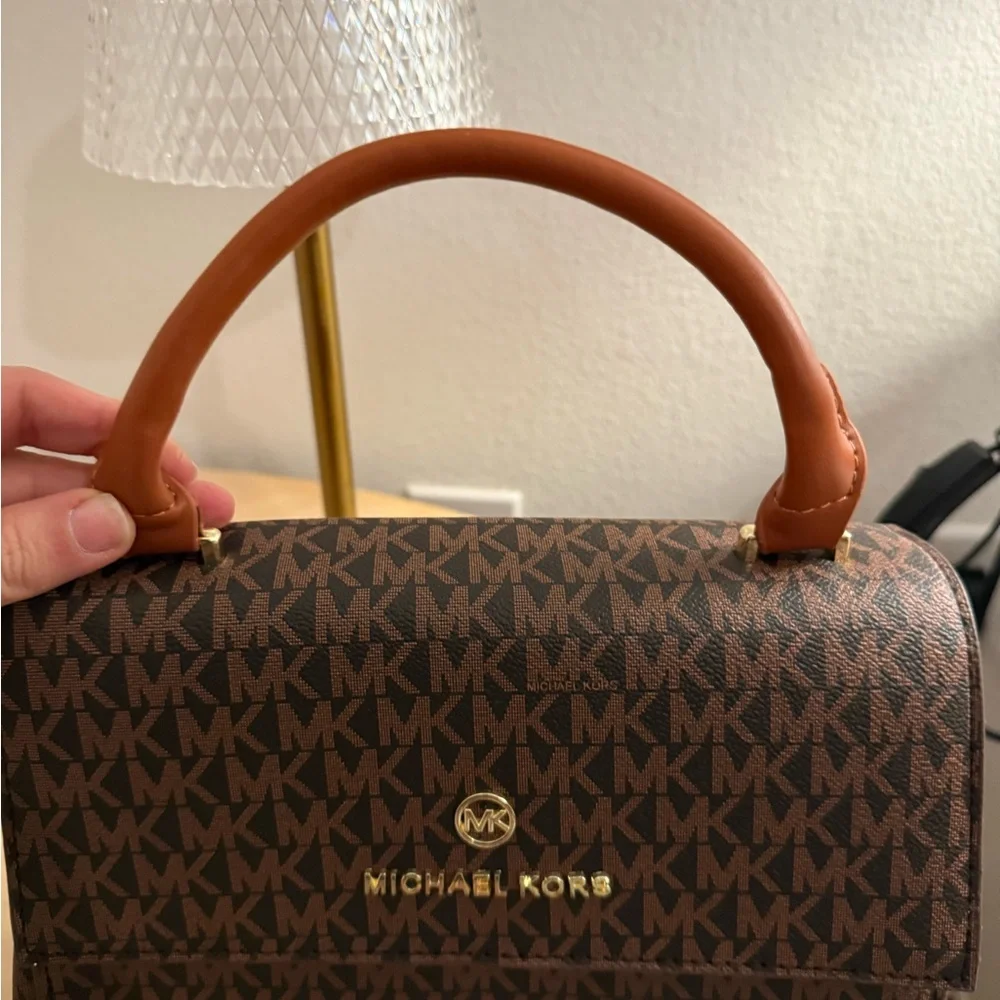 Michael Kors Dark Brown Logo Messenger Bag - Picture 5 of 7